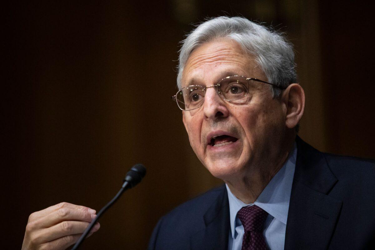 Attorney General Merrick Garland testifies at a Senate Judiciary Committee hearing in Washington on Oct. 27, 2021. (Tom Brenner/AFP via Getty Images)