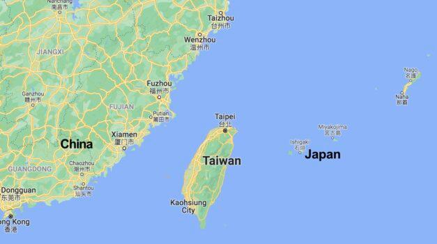 Taiwan, Japan, and China are neighboring each other. (Screenshot/Google Map)