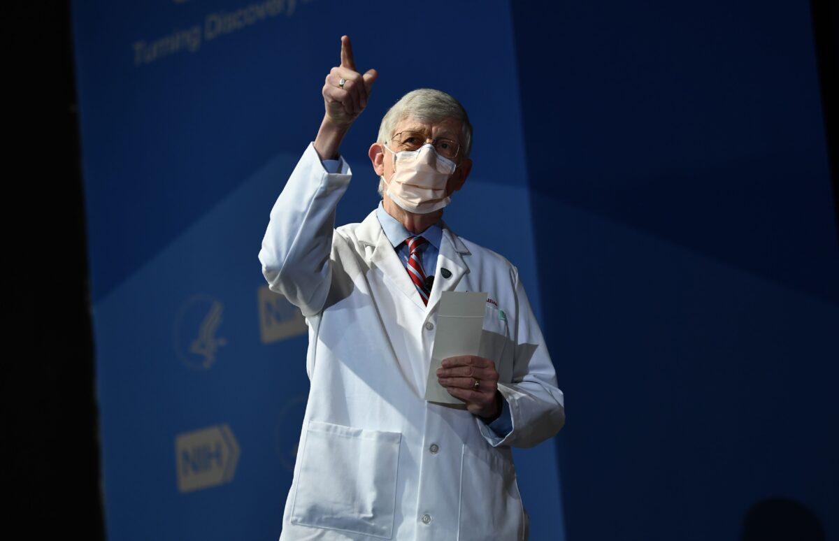 Then-Director of NIH Dr. Francis Collins at the National Institutes of Health, in Bethesda, Md., on Jan. 26, 2021. (Brendan Smialowski/AFP via Getty Images)