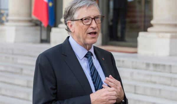 Bill Gates at the Élysée Palace to encounter the French president to speak about Bill & Melinda Gates Foundation (BMGF), in Paris, on April 16, 2018. (Frederic Legrand—COMEO/Shutterstock)