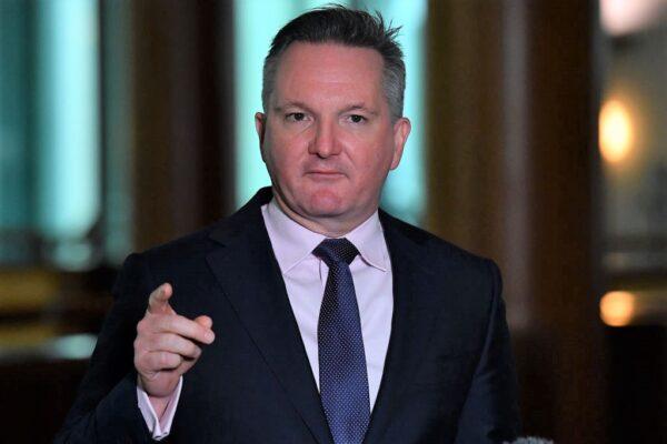 Minister for Climate Change and Energy Chris Bowen speaks to media during a press conference in the Mural Hall at Parliament House in Canberra, Australia, on June 23, 2021. (Sam Mooy/Getty Images)