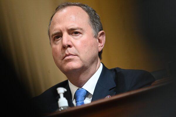 Rep. Adam Schiff (D-Calif.) looks on during a hearing of the U.S. House Select Committee on the Jan. 6 Capitol breach on Capitol Hill in Washington on June 16, 2022. (Mandel Ngan/AFP via Getty Images)