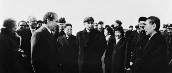 U.S. President Richard Nixon speaks with Chinese Prime minister Zhou Enlai (R) during an official visit to China in February 1972. (Xinhua/AFP)