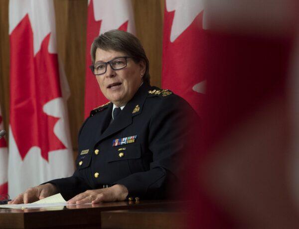 RCMP Commissioner Brenda Lucki speaks during a news conference in Ottawa on Oct. 21, 2020. (Adrian Wyld/The Canadian Press)
