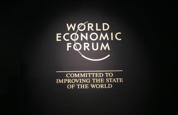 Logo of the World Economic Forum taken at the Congress Centre 24 January 2007. (JOEL SAGET/AFP via Getty Images)