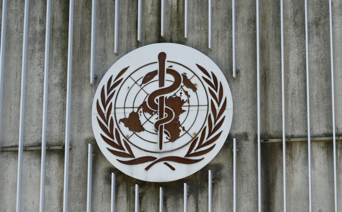 A logo on the headquarters of the World Health Organization (WHO) in Geneva, Switzerland on June 25, 2020. (Denis Balibouse/Reuters)