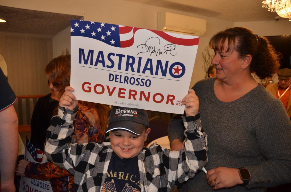 Supporters at a rally for Doug Mastriano in Luzerne, Pa., on Oct. 22, 2022. (Frank Liang/The Epoch Times)