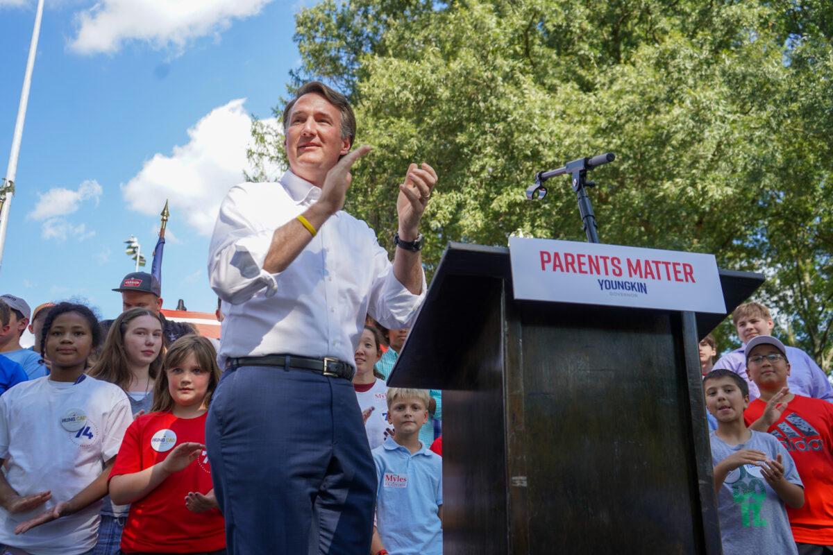 Virginia Gov. Glenn Youngkin at a "Back to School" rally in Annandale, Va., on Aug. 31, 2022. (Courtesy of Spirit of Virginia)