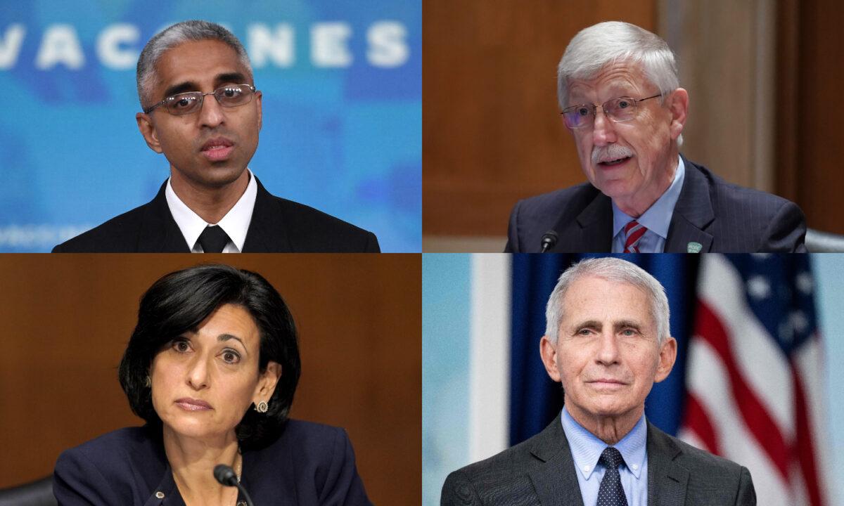 From top left, clockwise: Dr. Vivek Murthy, Dr. Francis Collins, Dr. Anthony Fauci, and Dr. Rochelle Walensky. (Getty Images)