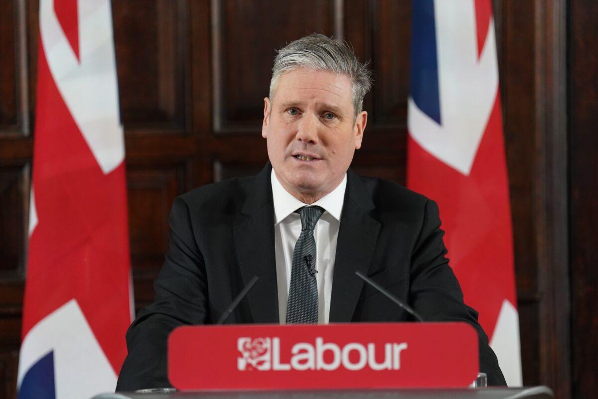 Labour Party leader Sir Keir Starmer speaking in east London, on Feb. 15, 2023. (Stefan Rousseau/PA Media)