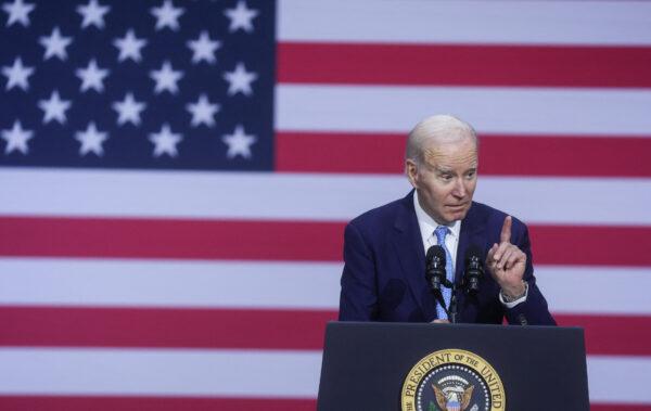 President Joe Biden discusses health care costs and access to affordable health care during an event in Virginia Beach, Va., on Feb. 28, 2023. (Leah Millis/Reuters)