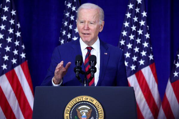 President Joe Biden delivers remarks at the Boys and Girls Club of West San Gabriel Valley in Monterey Park, Calif., on March 14, 2023. (Mario Tama/Getty Images)