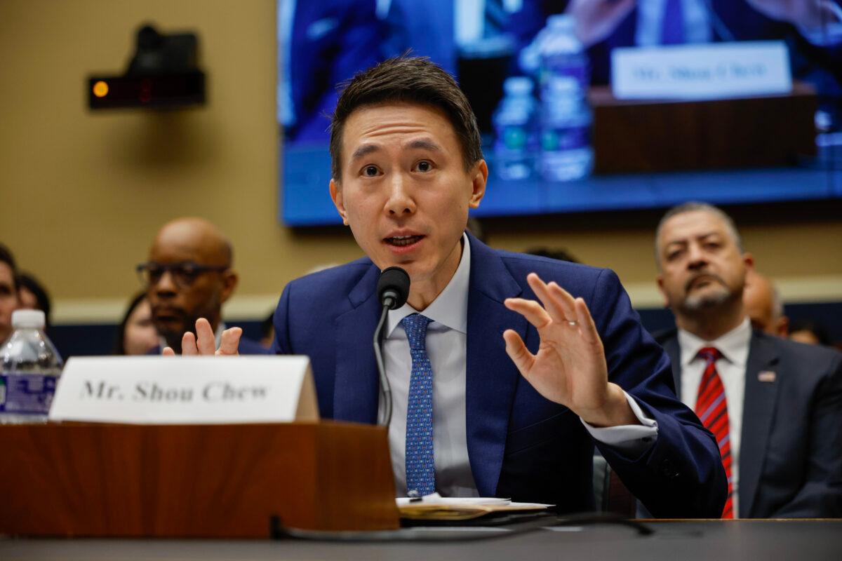 TikTok CEO Shou Zi Chew testifies before the House Energy and Commerce Committee in the Rayburn House Office Building on Capitol Hill in Washington on March 23, 2023. (Chip Somodevilla/Getty Images)