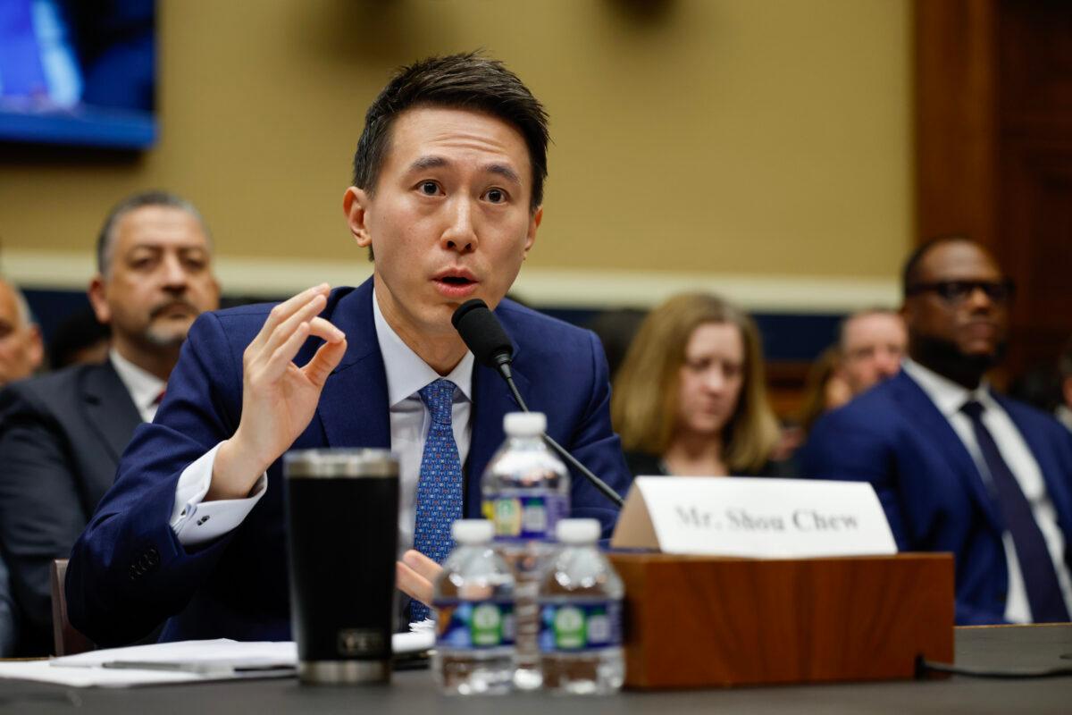 TikTok CEO Shou Zi Chew testifies before the House Energy and Commerce Committee in the Rayburn House Office Building on Capitol Hill in Washington, on March 23, 2023. (Chip Somodevilla/Getty Images)