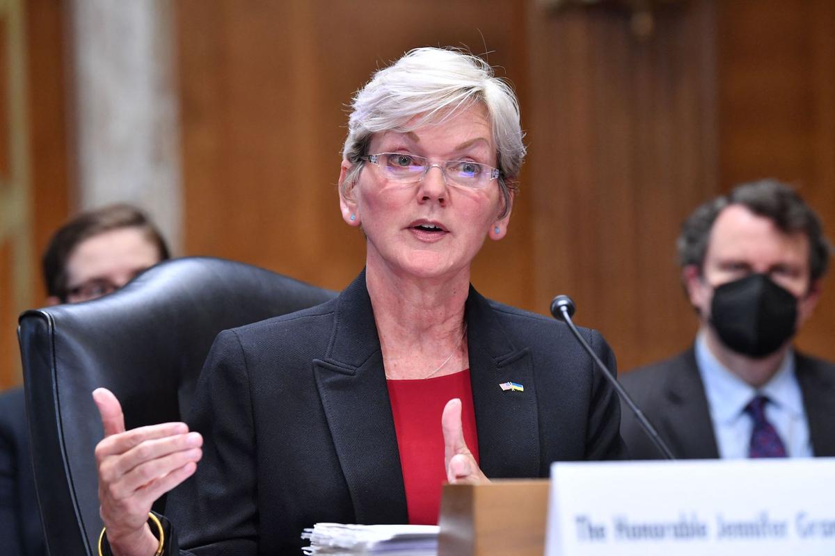 Energy Secretary Jennifer Granholm testifies before a Senate Committee on Energy and Natural Resources about the 2023 budget for the Department of Energy, in Washington on May 5, 2022. (Nicholas Kamm/AFP via Getty Images)