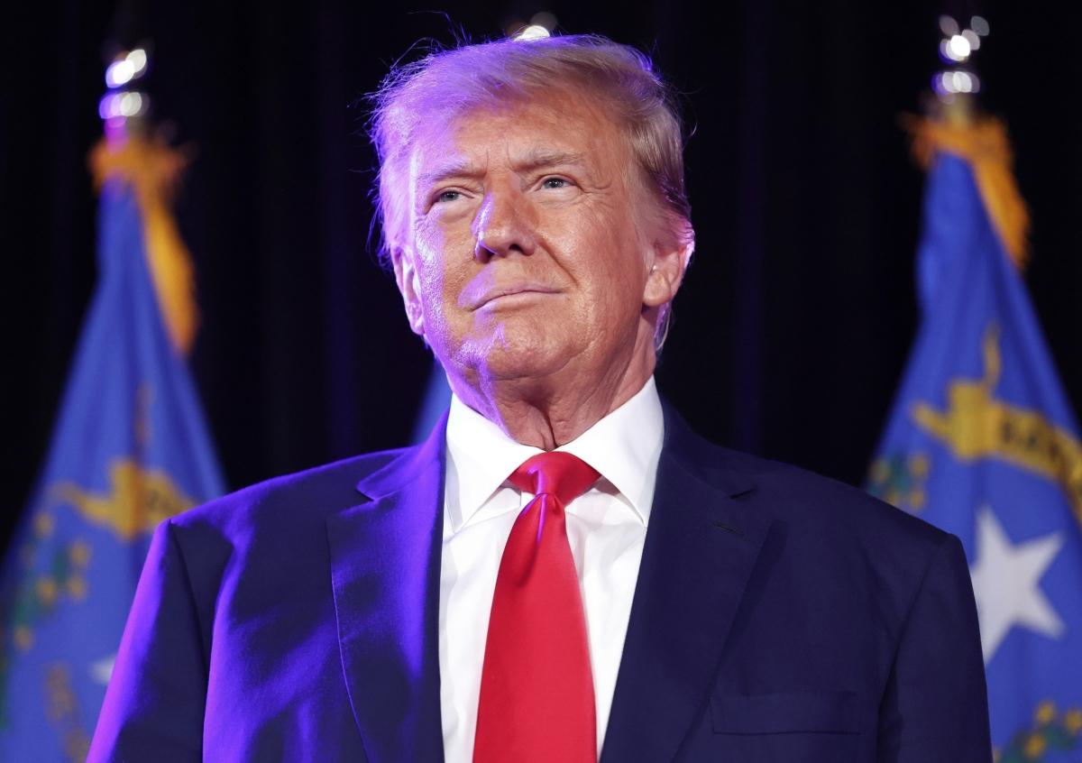 Former U.S. President and Republican presidential candidate Donald Trump prepares to deliver remarks in Las Vegas on July 8, 2023. (Mario Tama/Getty Images)