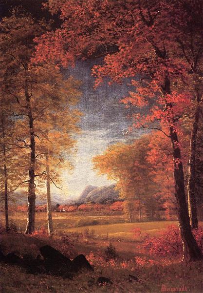 “Autumn in America, Oneida County, New York,” by Albert Bierstadt. (Public Domain)