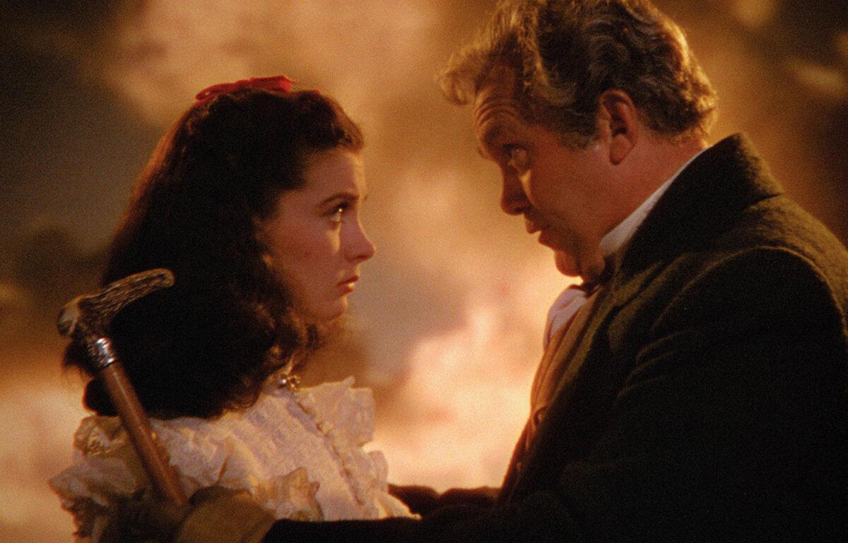 Scarlett O'Hara (Vivien Leigh) and Gerald O'Hara (Thomas Mitchell), in "Gone With the Wind." (Metro-Goldwyn-Mayer)