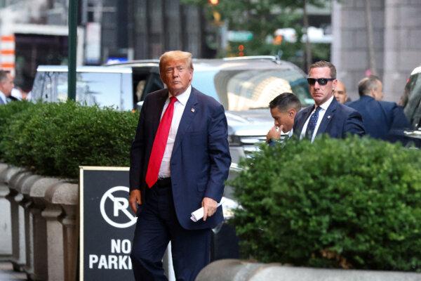 Former U.S. President Donald Trump walks outside as the trial of himself, his adult sons, the Trump Organization and others in a civil fraud case brought by state Attorney General Letitia James continues, in New York City on Oct. 3, 2023. (Reuters/Caitlin Ochs/File Photo)
