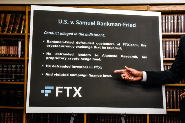 Damian Williams, U.S. attorney for the Southern District of New York, details the indictment of Samuel Bankman-Fried in New York on Dec. 13, 2022. (Stephanie Keith/Getty Images)