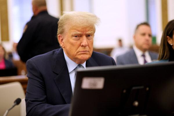 Former President Donald Trump sits in the courtroom during his civil fraud trial at New York State Supreme Court in New York City, on Oct. 18, 2023. (Michael M. Santiago/Getty Images)