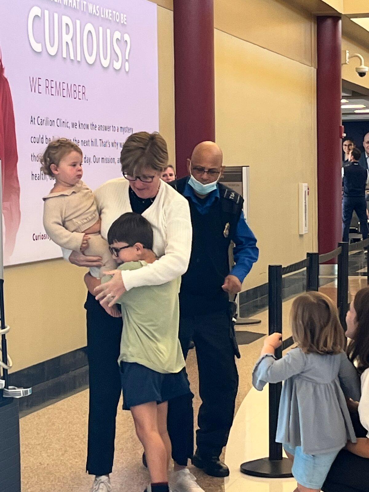 Annette Lawrence, the wife of Anglican Bishop Quigg Lawrence, is greeted by her grandchildren as she and her husband arrive back in Roanoke, Va., upon returning from Israel. (Courtesy of Bishop Quigg Lawrence)