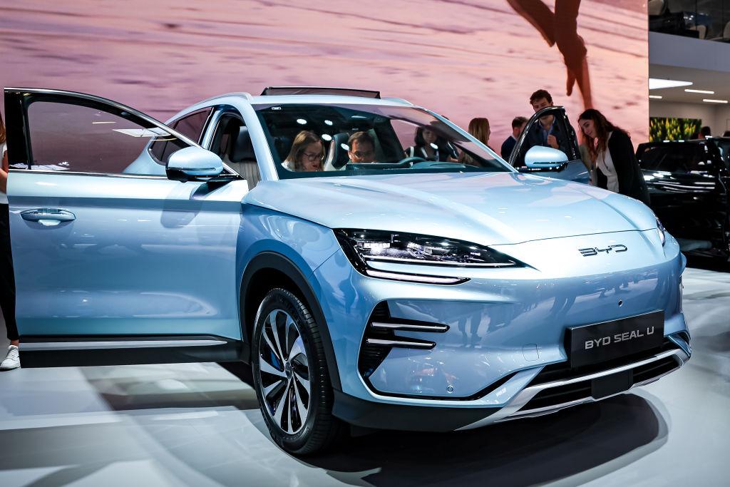 A BYD Seal U electric car at the IAA Mobility 2023 international motor show in Munich, Germany, on Sept. 6, 2023. (Leonhard Simon/Getty Images)