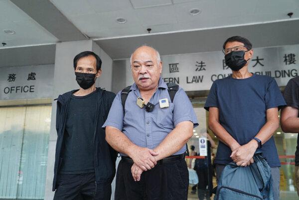 The Civic Radio Station, founded 18 years ago and operated by social activist “Ah Niu” Tsang Kin-shing (2nd L), ended its operations on the evening of June 30, 2023. (Cai Wenxin/The Epoch Times)