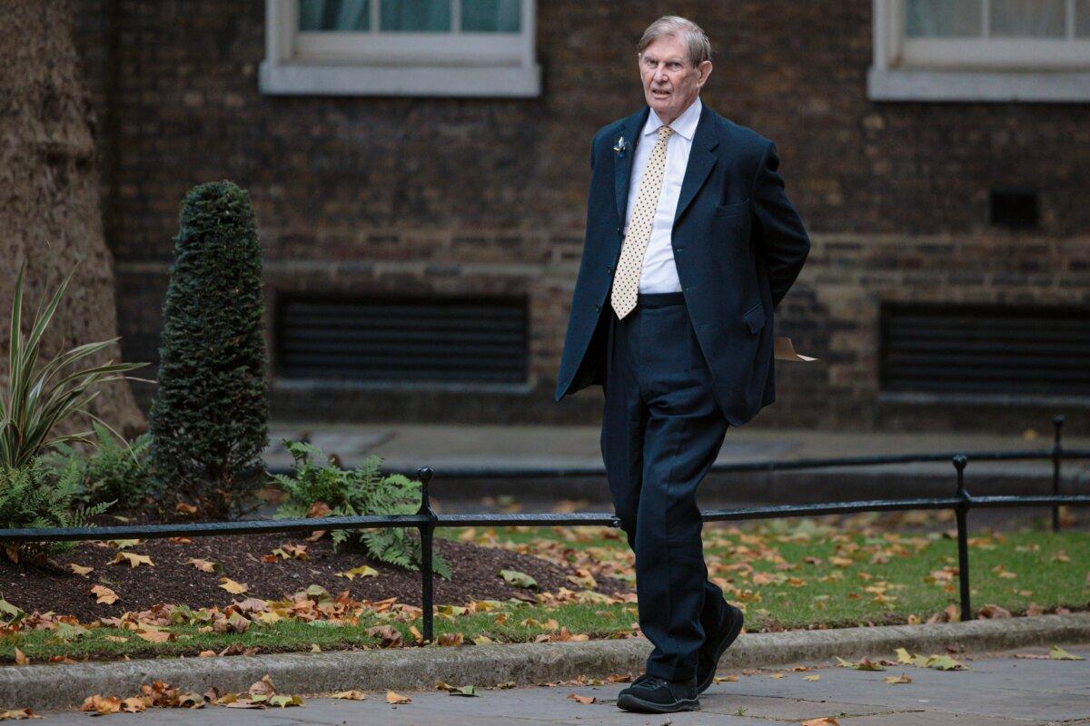 Sir Bill Cash MP is seen walking up Downing Street in London on Oct. 19, 2022. (Rob Pinney/Getty Images)