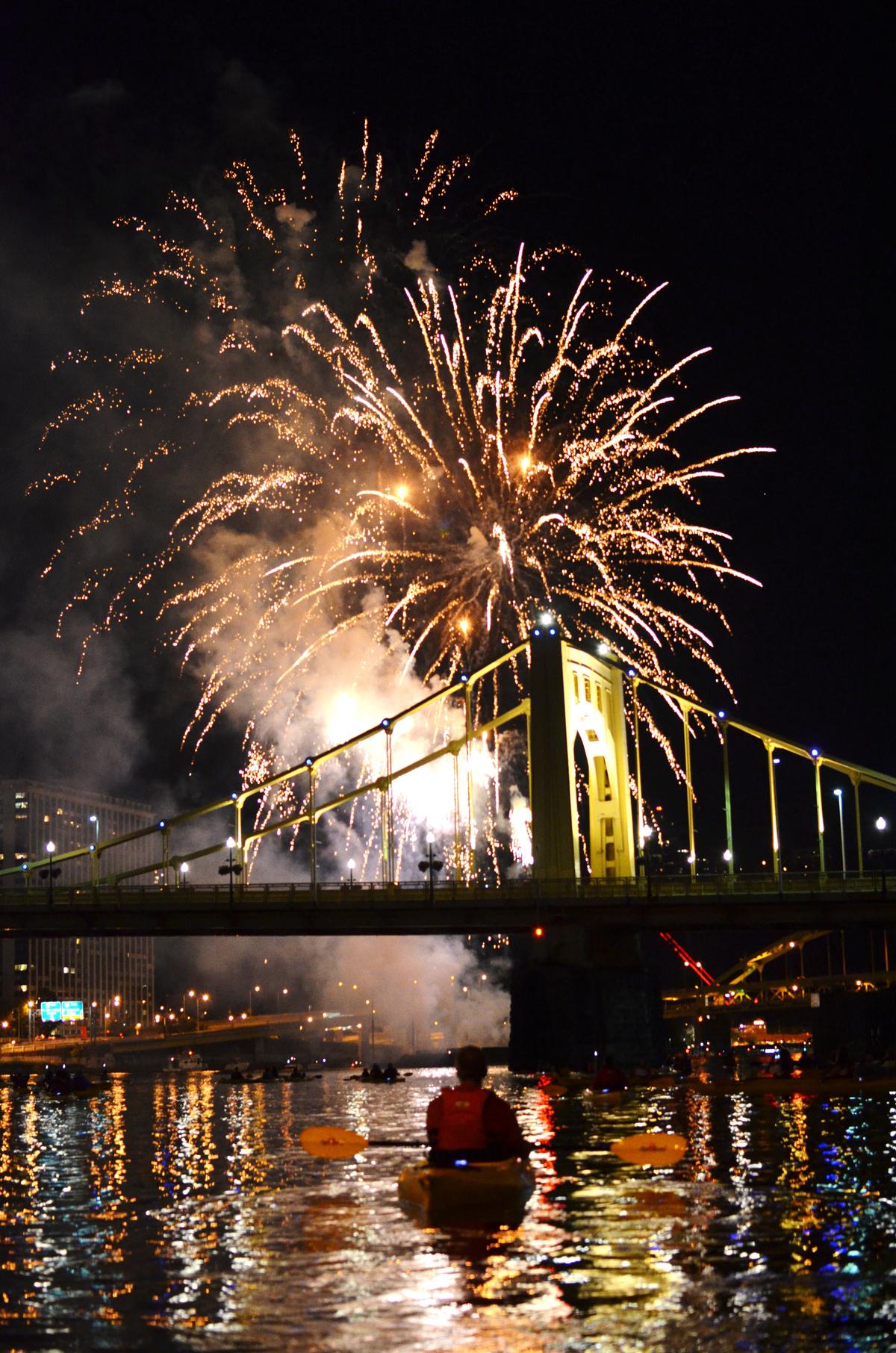 The water offers a front-row seat to Pittsburgh fireworks. (Courtesy of Visit Pittsburgh)