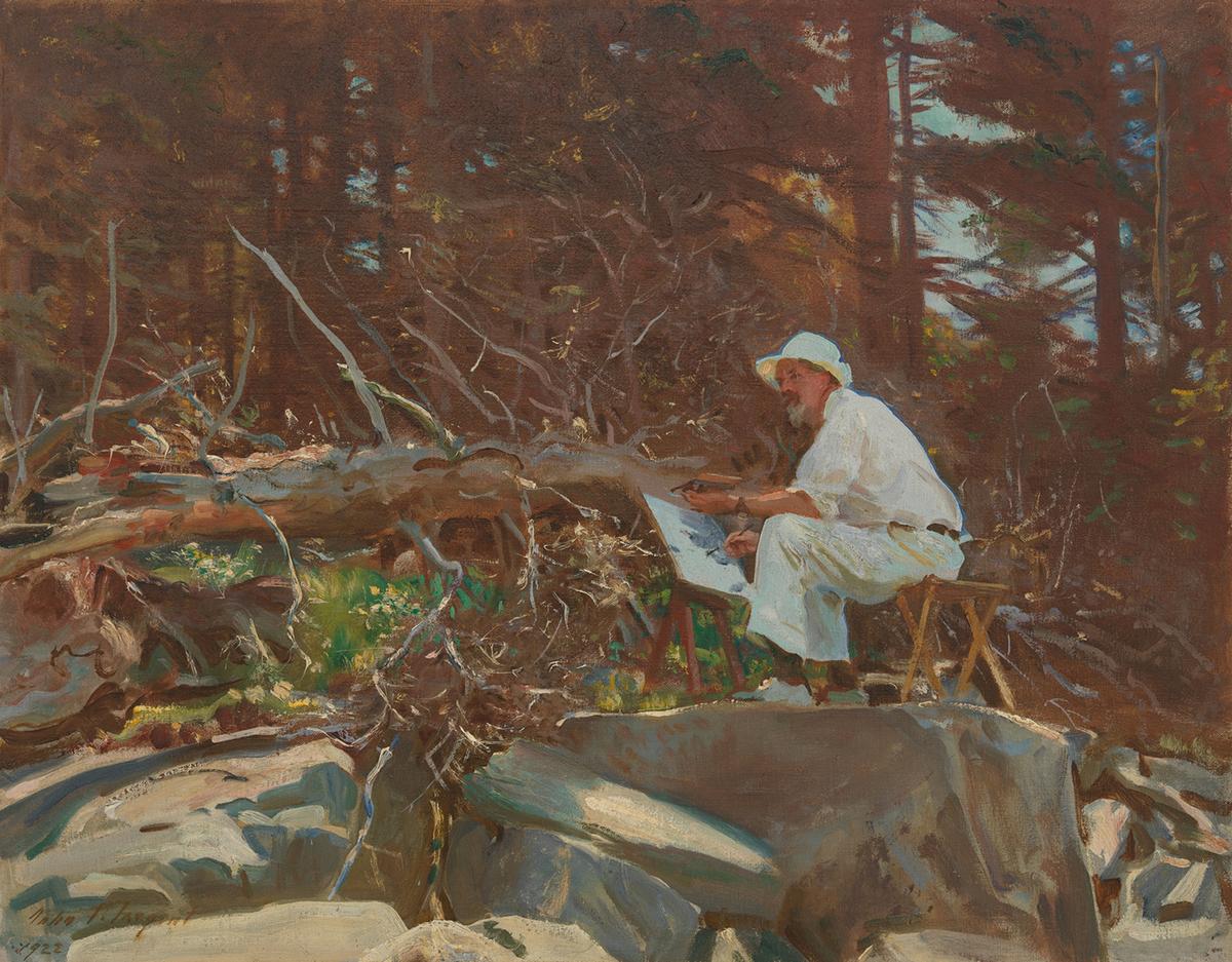 "The Artist Sketching," 1922, by John Singer Sargent. Oil on canvas; 22 inches by 28 inches. Rhode Island School of Design. (Public Domain)