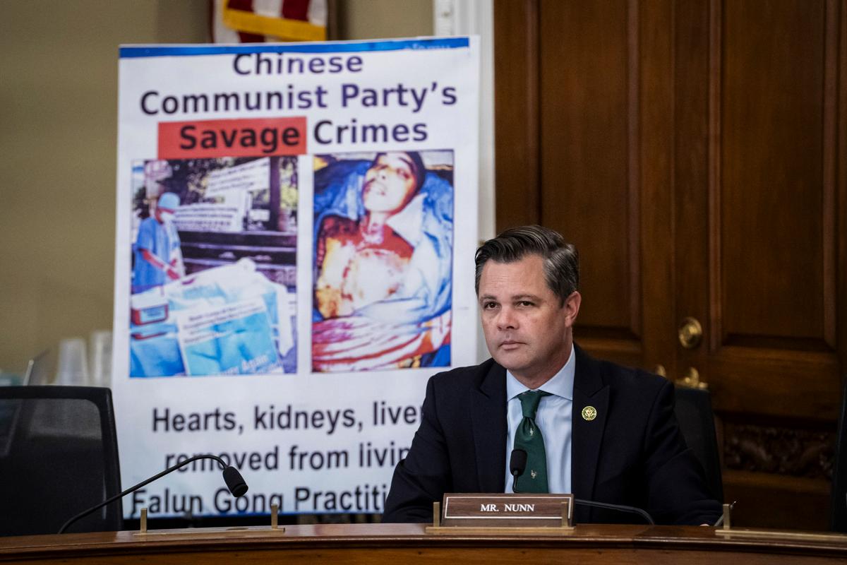 Rep. Zachary Nunn (R-Iowa) speaks at a hearing about the Chinese Communist Party's (CCP) forced organ harvesting before the Congressional-Executive Commission on China in Washington on March 20, 2024. (Madalina Vasiliu/The Epoch Times)