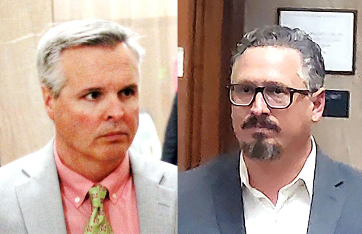 (Left) Benjamin Harris; (Right) David Chaney each face 15 charges of alleged fraud committed while affiliated with Epic Charter Schools in Oklahoma. (Michael Clements/The Epoch Times)
