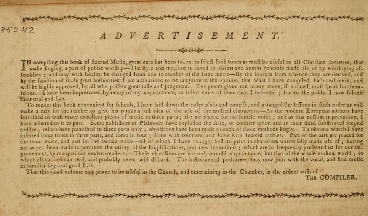 The foreword to "The Musical Olio," 1805, by Timothy Olmstead. Internet Archive. (Public Domain)