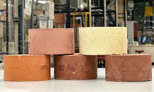 Energy-smart bricks made in a range of colours. (Seamus Daniel/RMIT University)