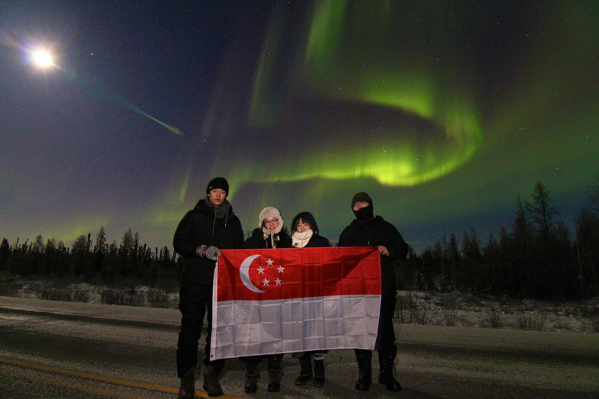 Guests from Singapore visited Yellowknife in November 2024 to see the aurora borealis. (Courtesy of Joe Buffalo Child)