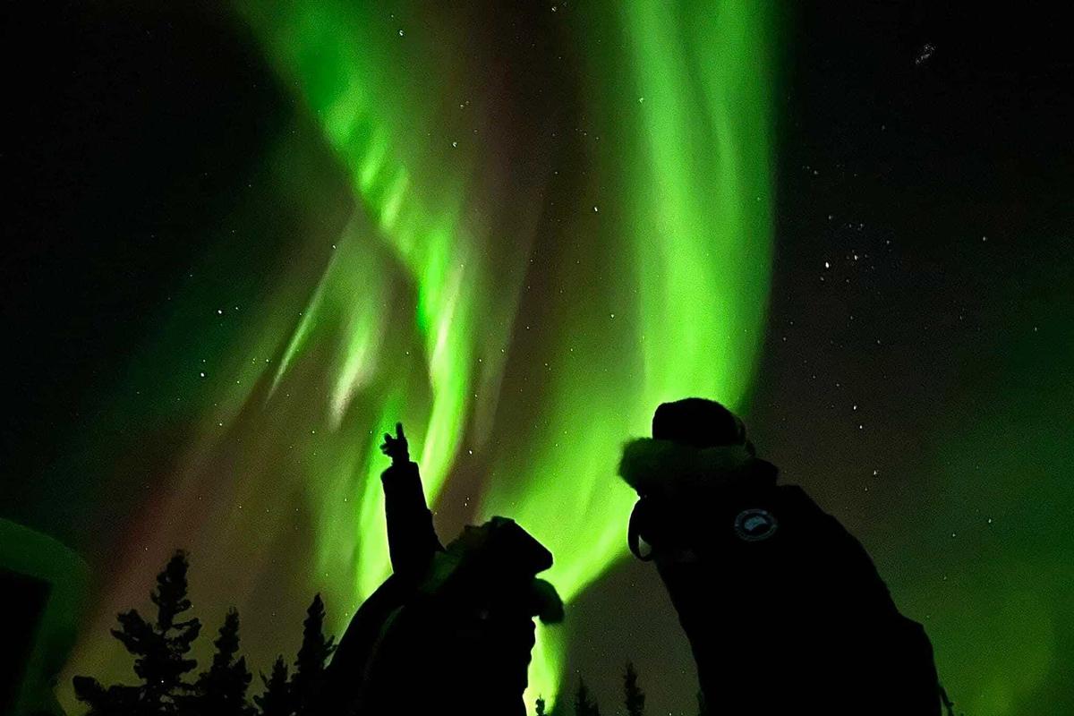 A photo taken by a smartphone for a "Good Morning America" episode shows how vibrant aurora colours are captured by the device's powerful optical sensors. (Courtesy of Joe Buffalo Child)