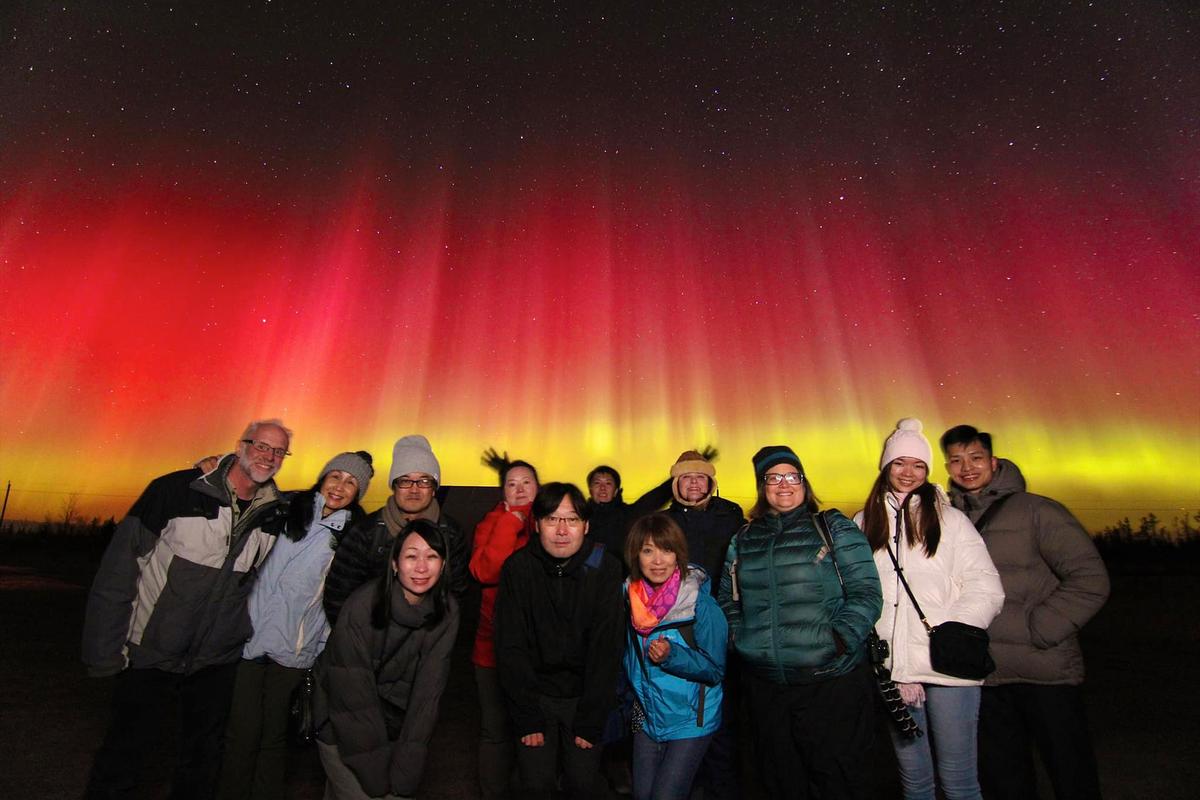 Guests from Japan, United States, Singapore, and Canada take a tour with North Star Adventures in October. (Courtesy of Joe Buffalo Child)