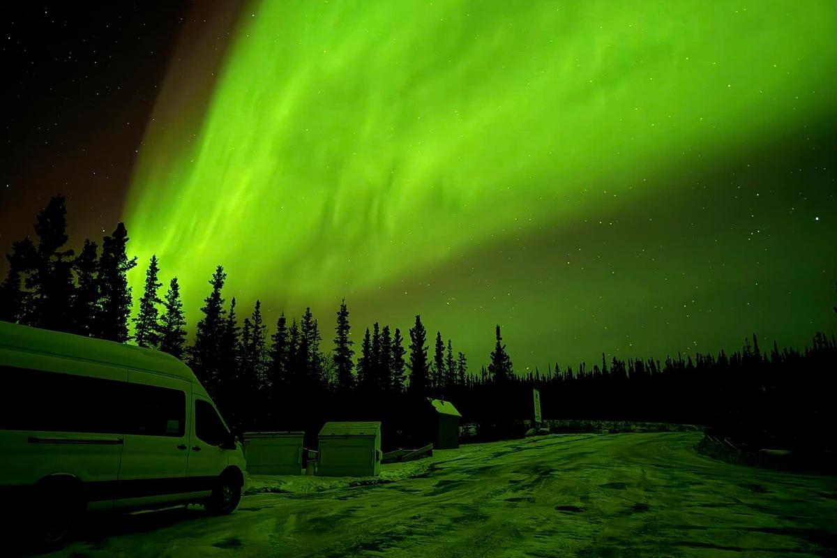 A bright aurora appears outside Yellowknife in October. (Courtesy of Joe Buffalo Child)