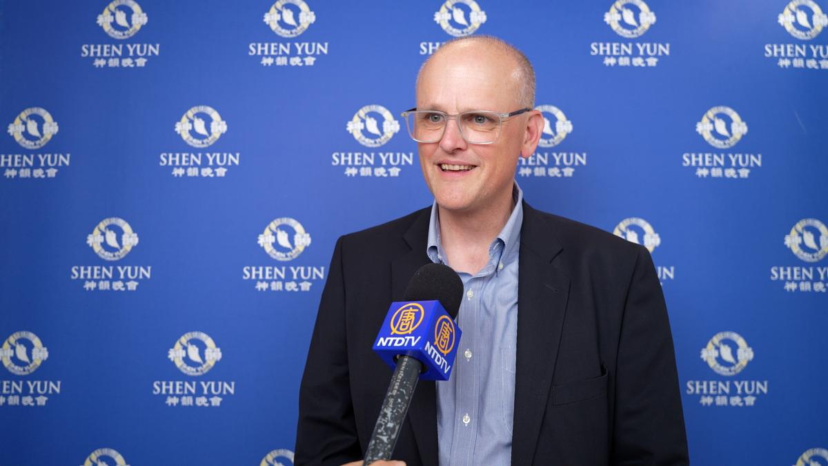 Olivier Chenevez enjoyed Shen Yun at the Palais des Congrès in Paris on April 30, 2025. (NTD)