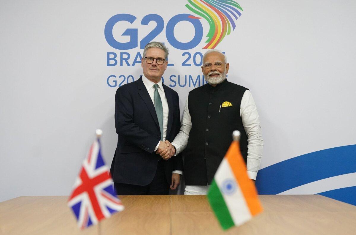 Prime Minister Sir Keir Starmer and Indian Prime Minister Narendra Modi during a meeting at the G20 summit in Brazil in November 2024. (Stefan Rousseau/PA)