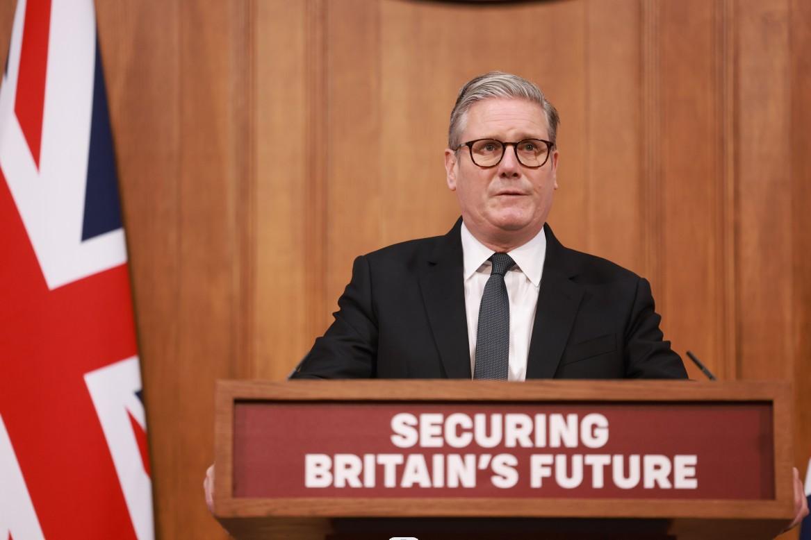 British Prime Minister Sir Keir Starmer announcing new immigration policy in the briefing room at 10 Downing Street in London on May 12, 2025. (PA Media)