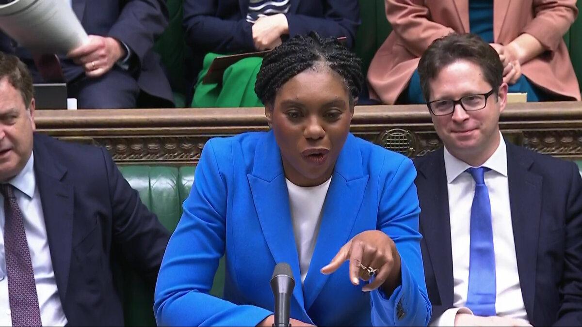 Screen grab of Conservative Party leader Kemi Badenoch speaking during Prime Minister's Questions in the House of Commons, London, on May 21, 2025. (House of Commons/UK Parliament/PA)