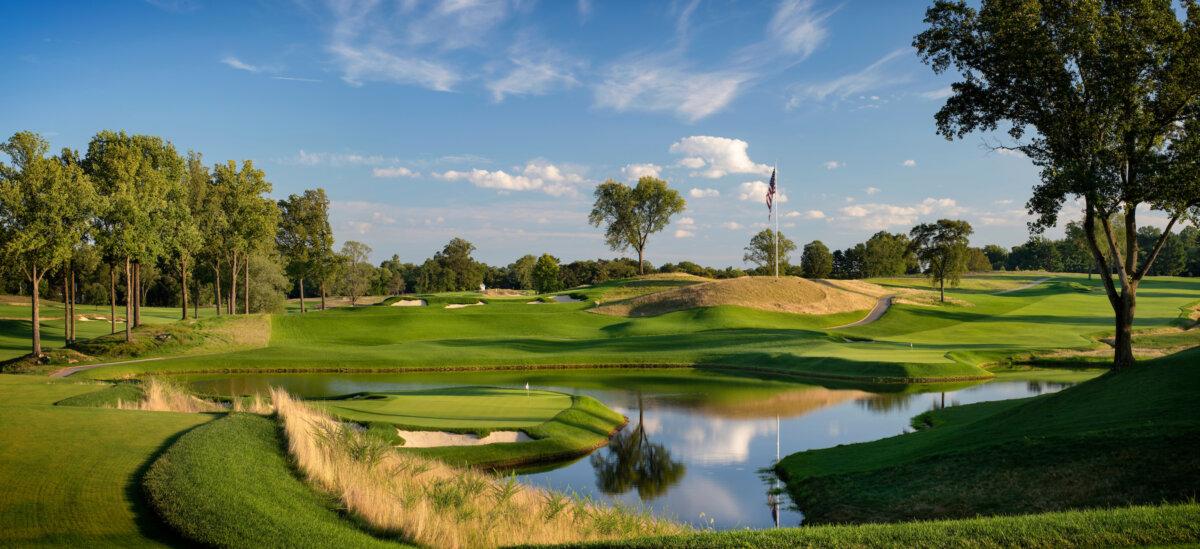 The 18th hole at Congressional Country Club in Bethesda, Md., on Sept. 7, 2021. The course was the site of the 2022 KPMG Women’s PGA Championship. (Gary Kellner/PGA of America)