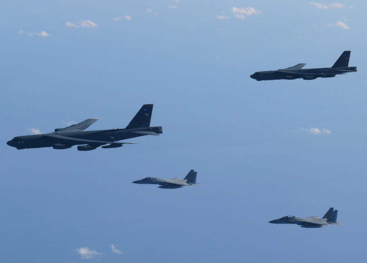 US Bombers Join Japanese Jets for Air Drill Over Sea of Japan thumbnail