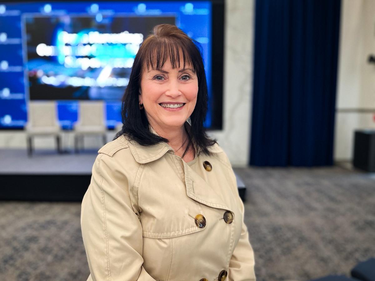 Terry Gilberg, talk show host and producer, at the event "Organ Harvesting: Communist China’s Hideous Shop of Horrors," hosted by the Heritage Foundation in Washington on April 7, 2026. (Eva Fu/The Epoch Times)