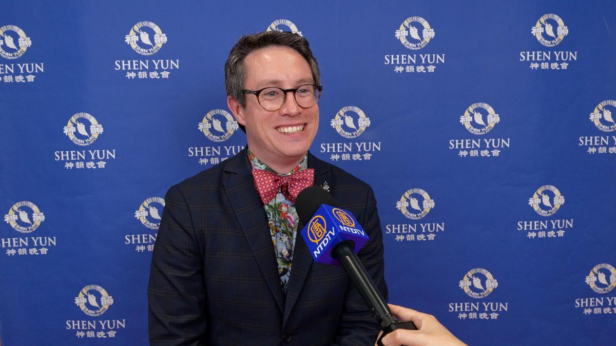 Jordan Bouilloux, a pharmaceutical scientist, attends Shen Yun in Lyon on April 11, 2026. (NTD)