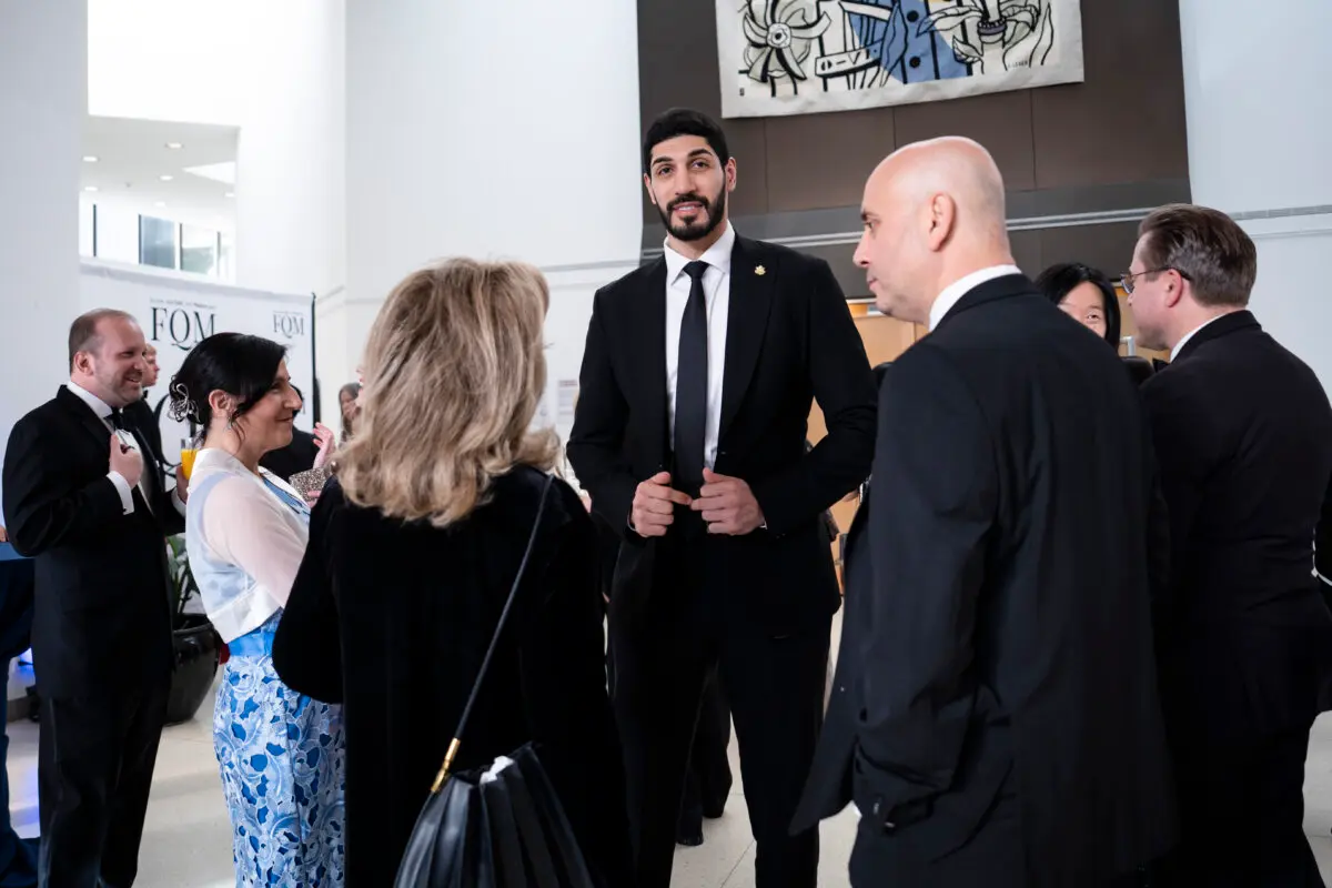 Enes Kanter Freedom attends a French Quarter Magazine (FQM) event the French Embassy in Washington on April 20, 2026. (Madalina Kilroy / The Epoch Times)