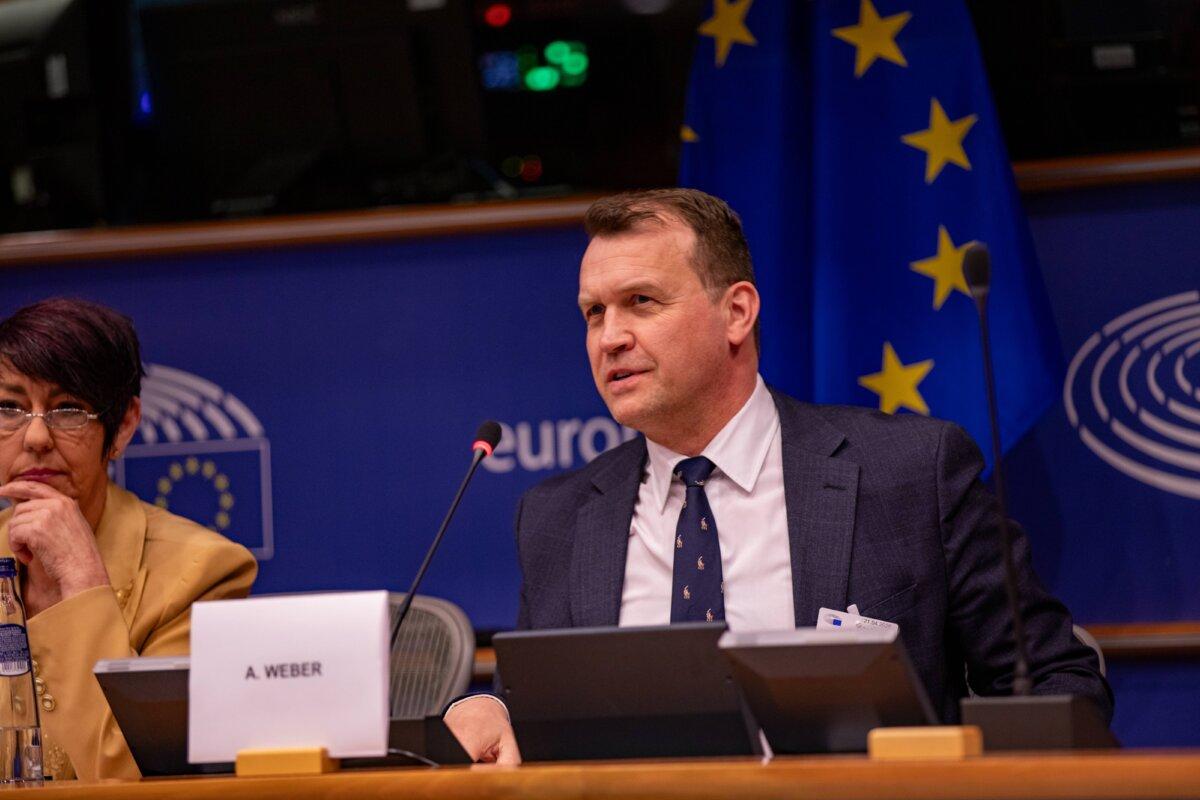 Dr. Andreas Weber on April 21 at the EU Parliament in Brussels. (Fabian Wiesinger/Courtesy of ESN)