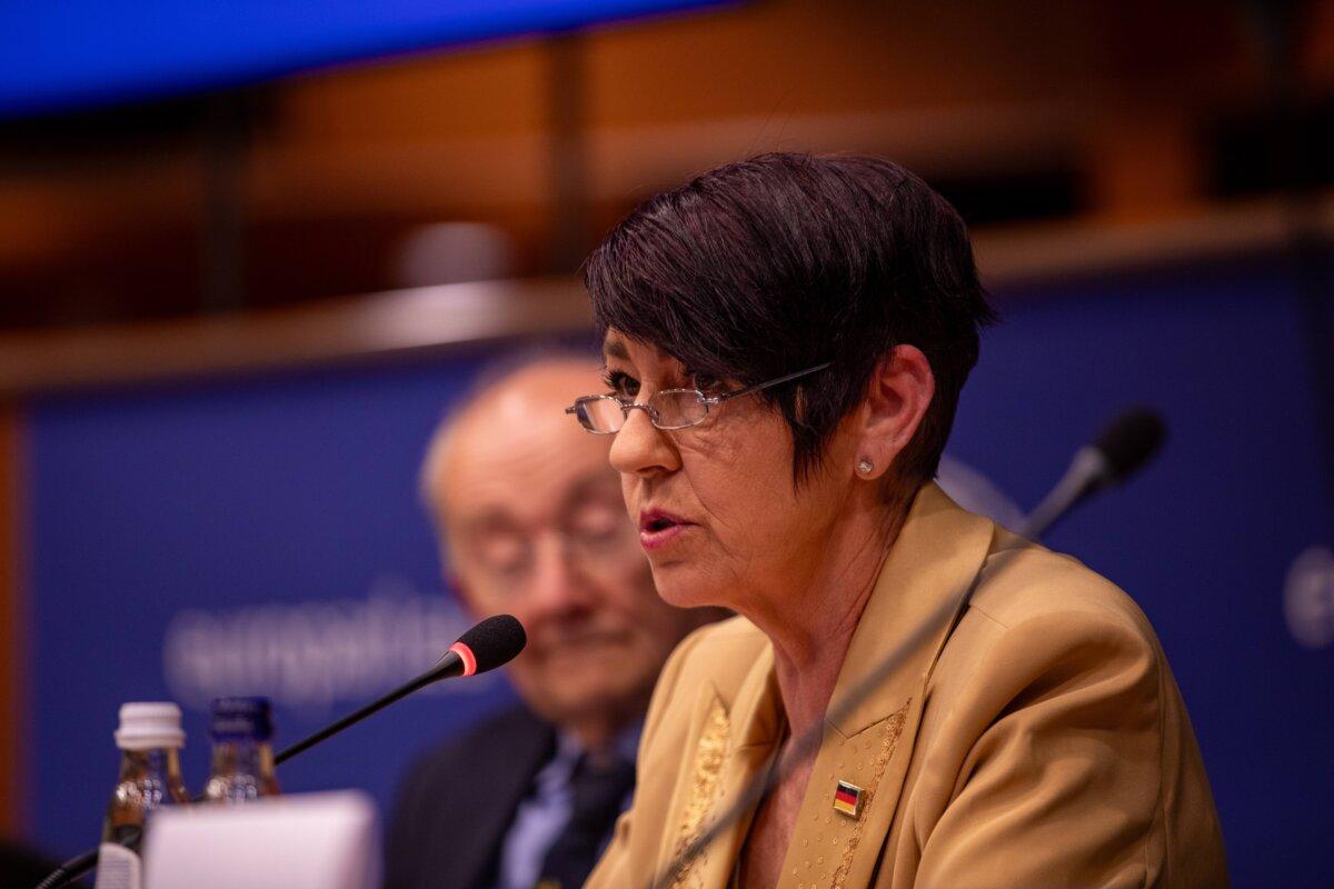 MEP Christine Anderson on April 21 at the EU Parliament in Brussels. (Fabian Wiesinger/Courtesy of ESN)